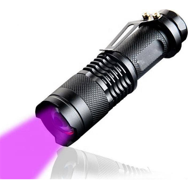 Latarka Aptel TAKTYCZNA LATARKA Z DIODĄ UV 395nm 5W ZOOM IPX4 czarna ZD75A