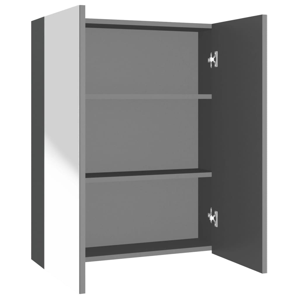 antracitszürke MDF tükrös fürdőszobaszekrény 60 x 15 x 75 cm (331529)