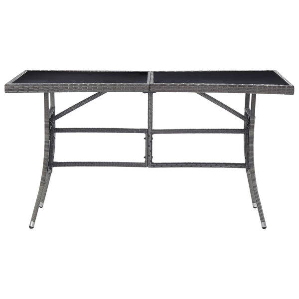 szürke polyrattan kerti asztal 140 x 80 x 74 cm