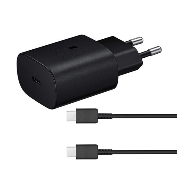 Гнездо за зарядно устройство тип-c на Samsung (25w, бързо зарядно устройство pd + кабел тип-c ep-da905bbe) черно, гигапакет
