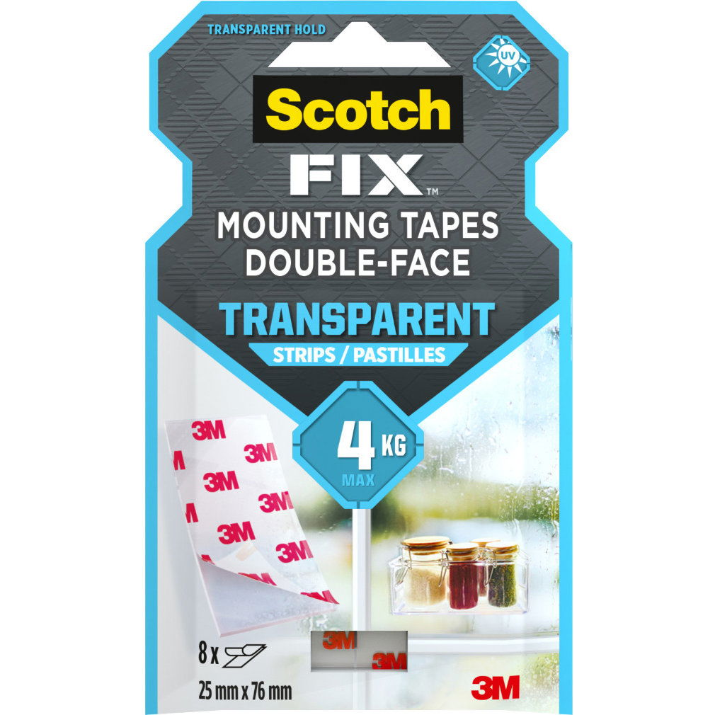 3M Scotch-Fi× oboustranné montážní proužky transparentní, 25 mm × 76 mm, 8 ks (4910C-ST8-P)