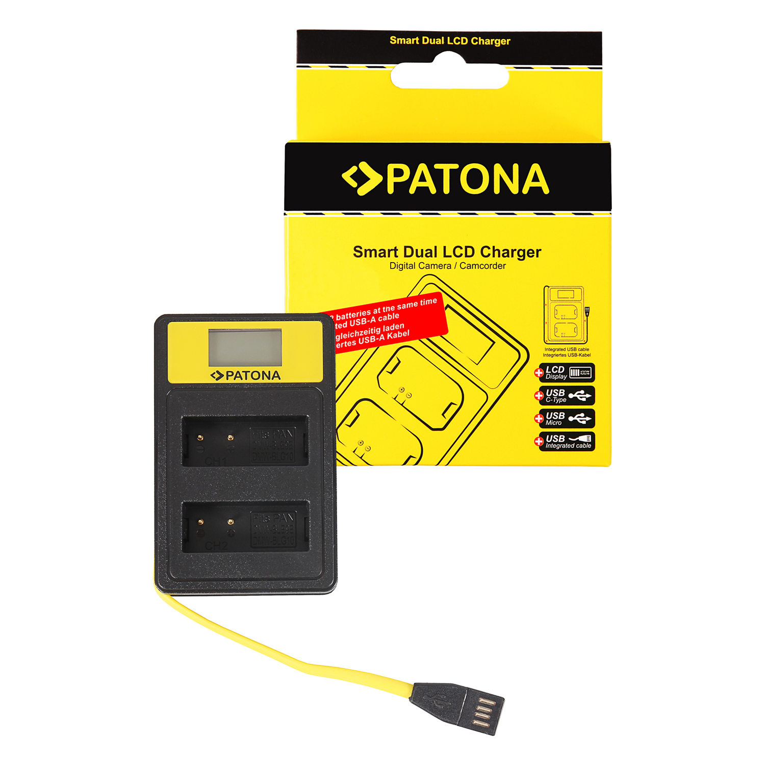 Patona PT141655 Foto Dual Panasonic DMW-BLG10 s LCD USB Akkumulátor töltő (PT141655)