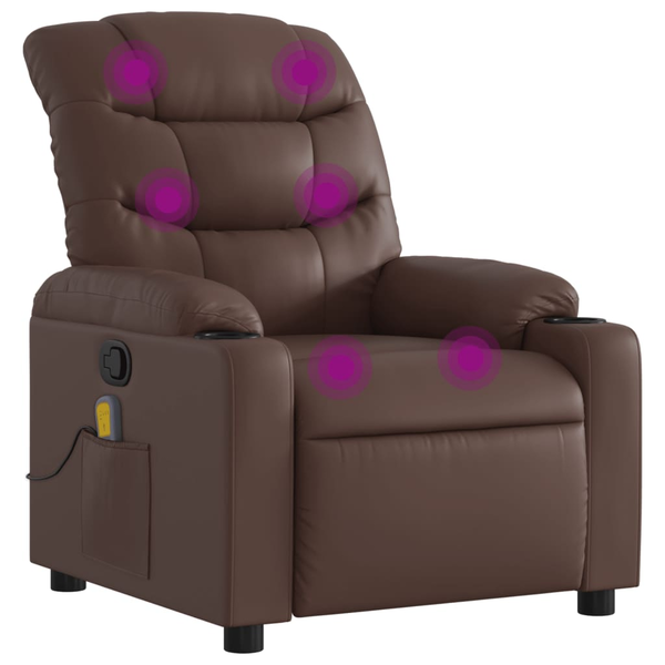Sillón De Masaje Reclinable Cuero Sintético Marrón Vidaxl