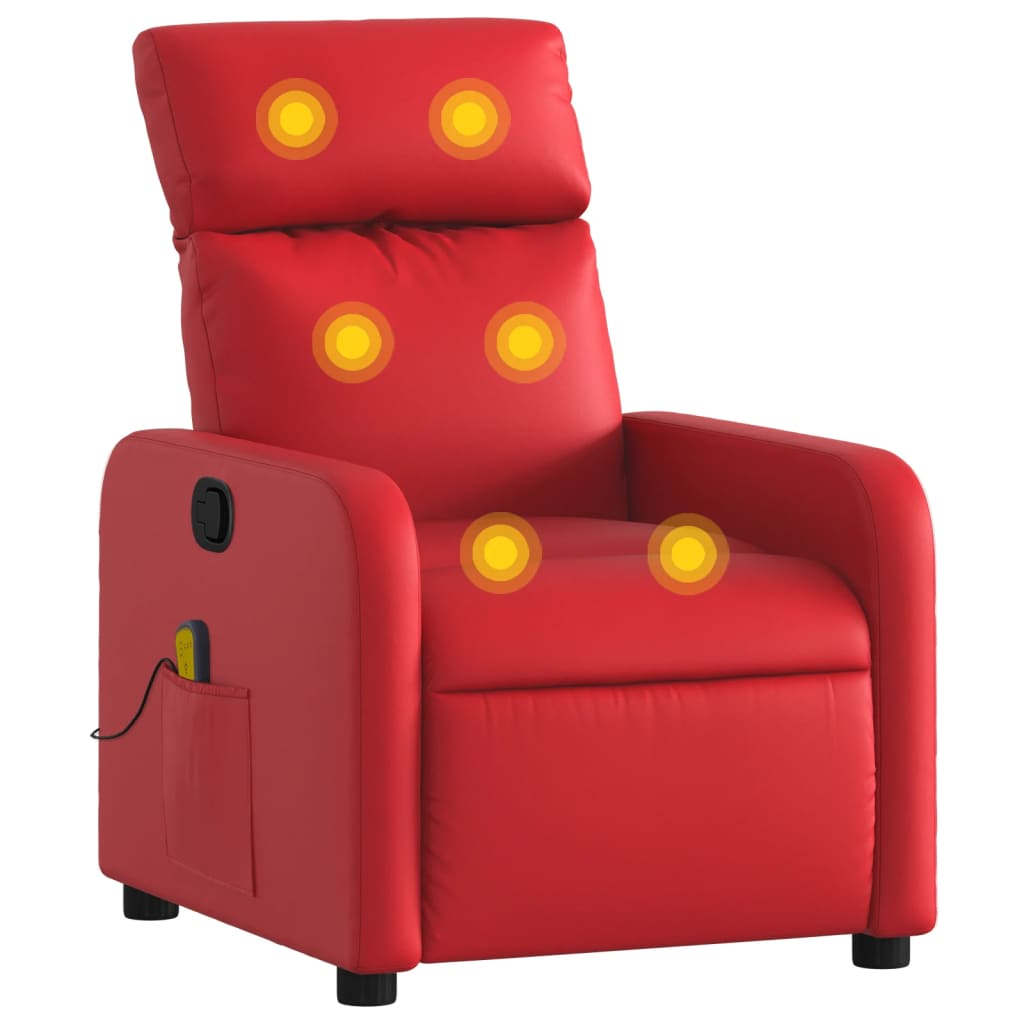 piros műbőr dönthető masszázsfotel (374195)