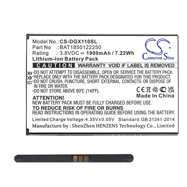 Cameron Sino Li-Ion akku (3.8V/1900mAh, Doogee BAT1850122250 kompatibilis) FEKETE Doogee X11 (CS-DGX110SL)