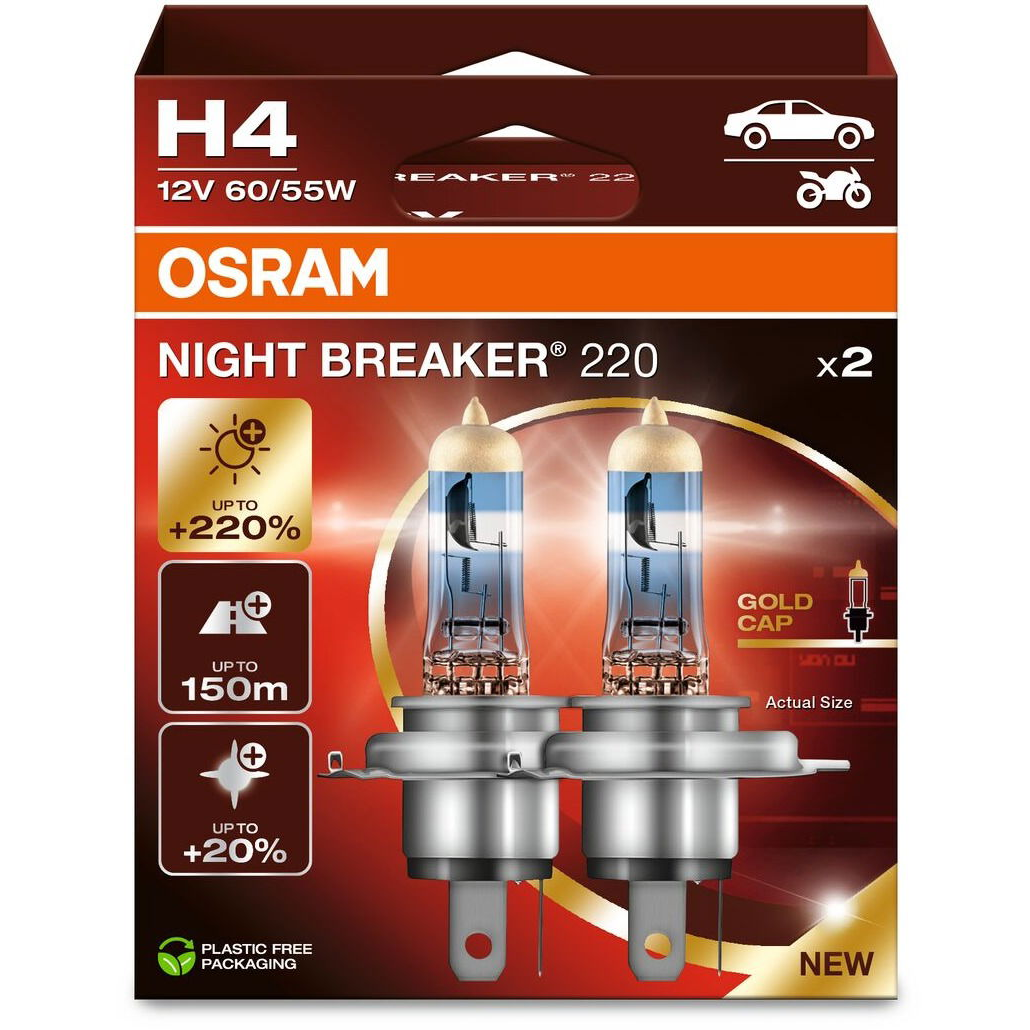OSRAM H4 Night Breaker 220, +220%, Duo Box (64193NB220-2HB)