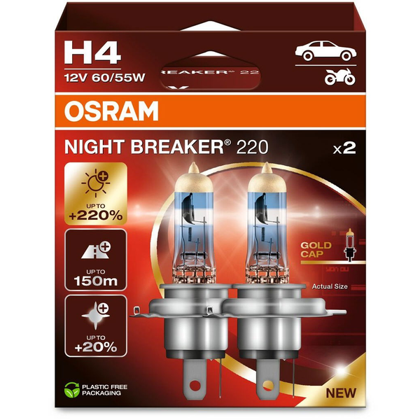 Bombilla Halógena Osram Night Breaker 220 H4 Para Coche 2 Pieza(s)