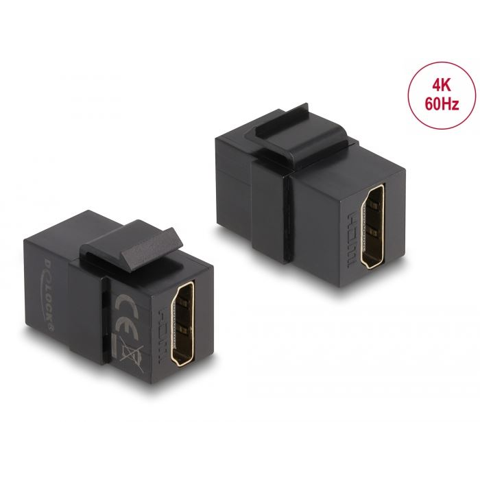 Delock Keystone modul HDMI-csatlakozóhüvely > HDMI-csatlakozóhüvely fekete (87875) (DL87875)