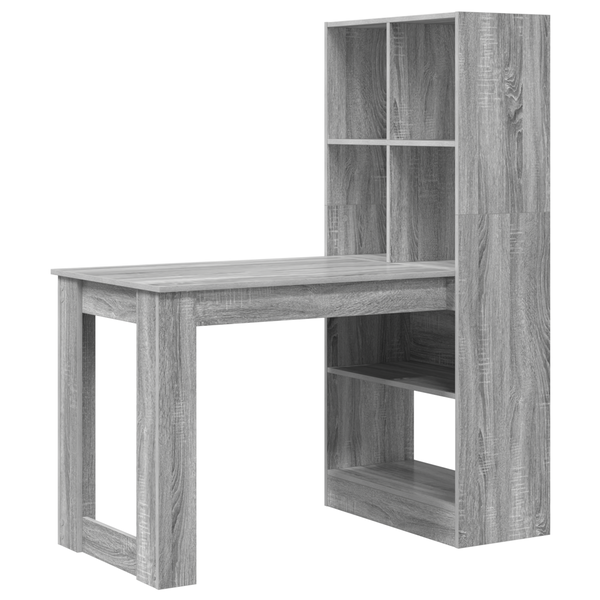 Birou cu raft cu depozitare Gri Sonoma 122 x 67 x 145 cm