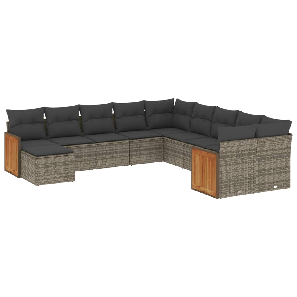 11 részes szürke polyrattan kerti ülőgarnitúra párnákkal (3260653)