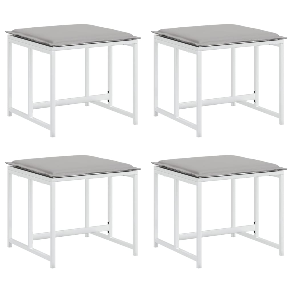 4 db fehér acél és textilén kerti ülőke párnákkal (4008588)