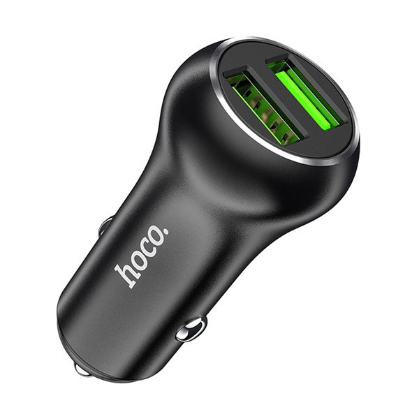 HOCO Z37 autós töltő 2 USB aljzat (5V / 3000mA, 36W, gyorstöltés támogatás, QC3.0) FEKETE (Z37_B) (Z37_B)