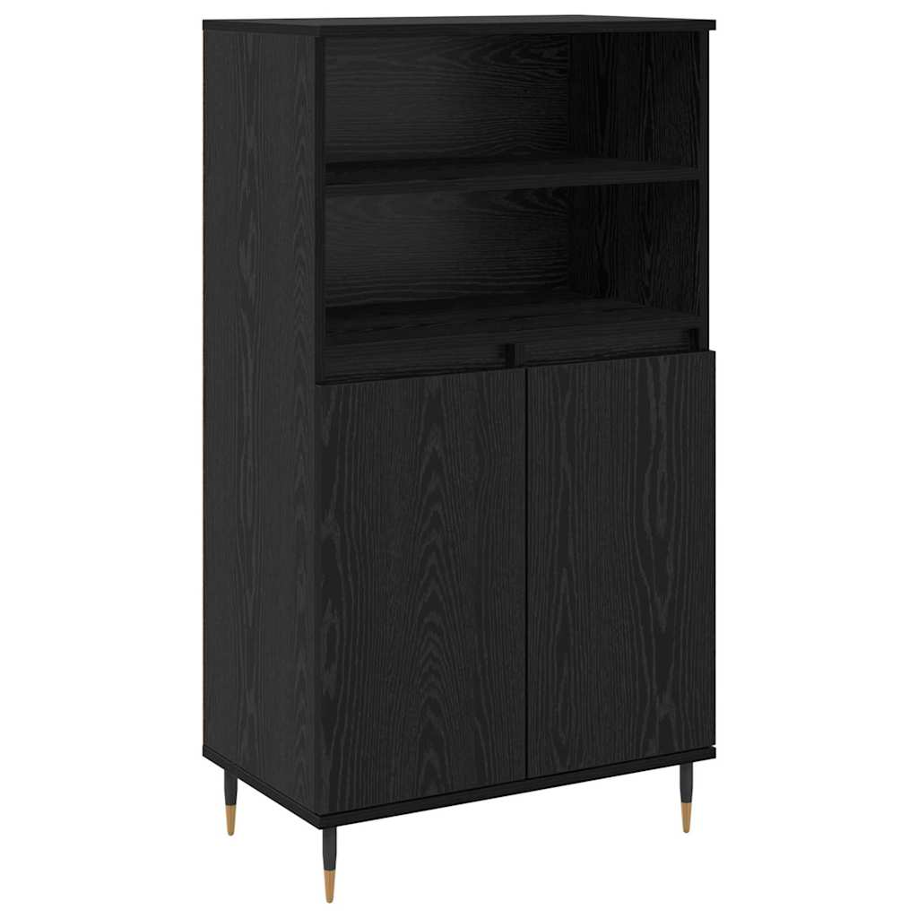 Magasfiú polcokkal tárolóval ajtóval Fekete 60 x 36 x 110 cm Faanyag (879618)