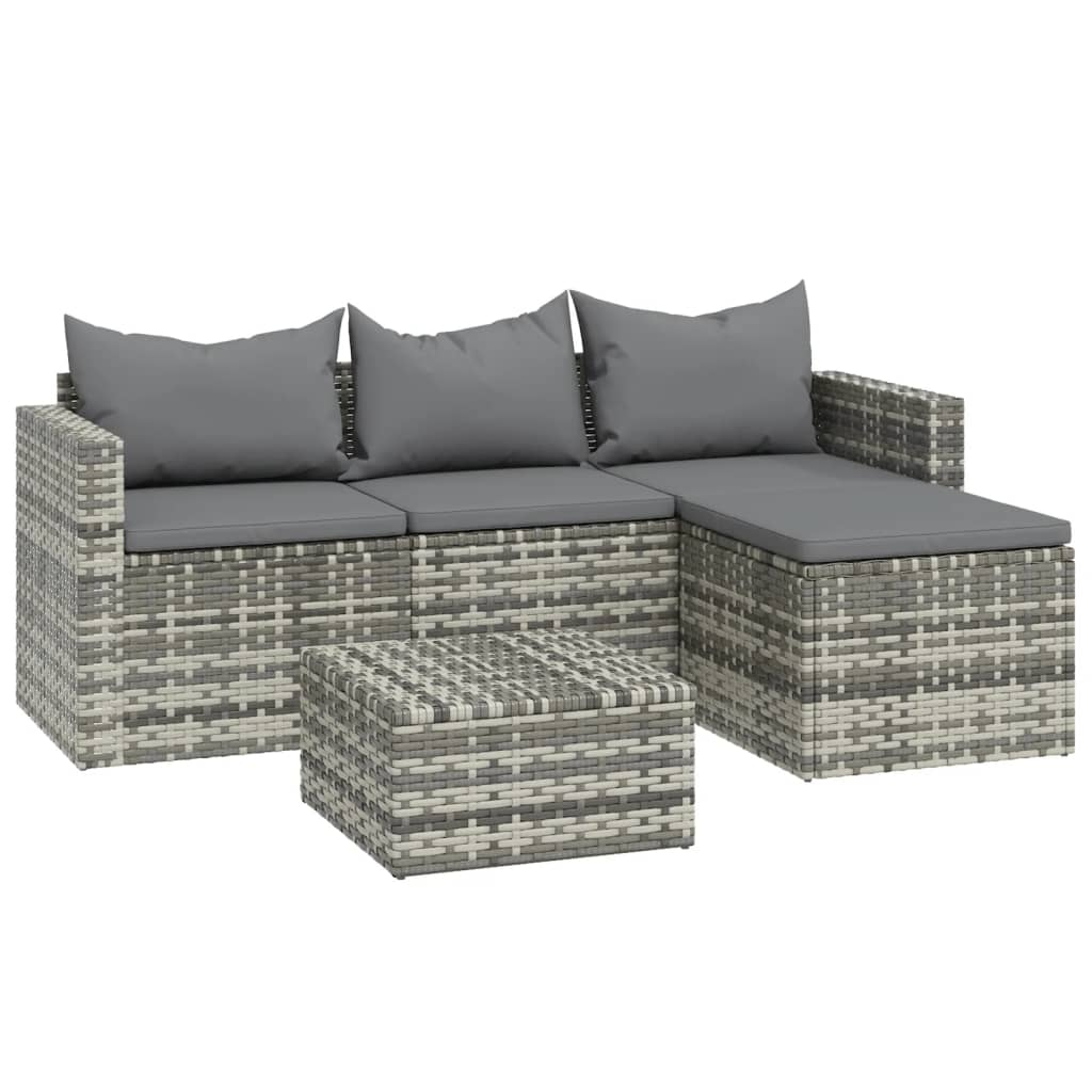 3 részes szürke polyrattan kerti ülőgarnitúra párnákkal (362331)