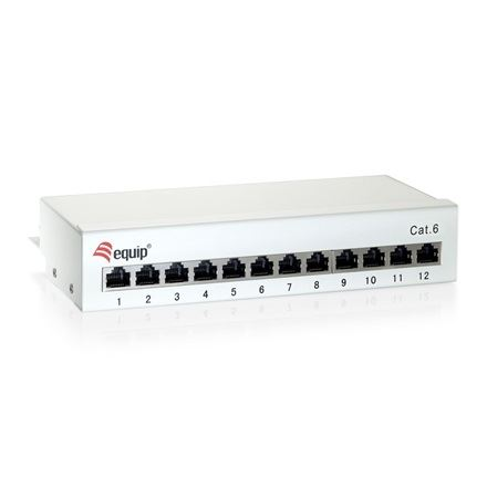 Equip Asztali patch panel 12 port, Cat6, 1U, árnyékolt, szürke (227362) (e227362)