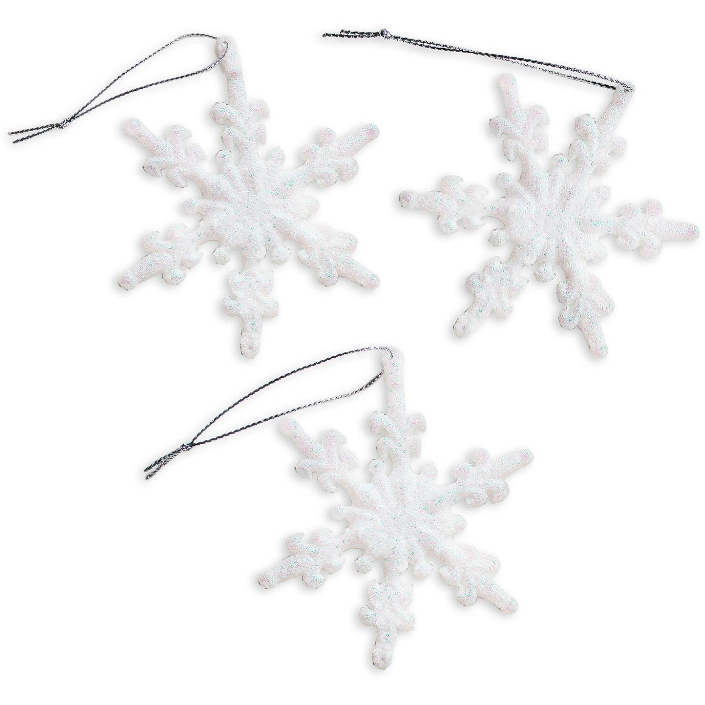 LAALU díszkészlet: műanyag fehér hópelyhek 7 cm, 3 db (LAU-6129)