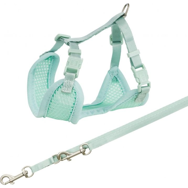 Trixie Miękkie szelki dla szczeniąt ze smyczą Junior, 26–34 cm/10 mm, 2.00 m, kolor miętowy