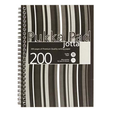 Pukka Pad Stripe Jotta 100 lapos A5 vonalas spirálfüzet - Fekete (JP021A5BLACK-LINED)