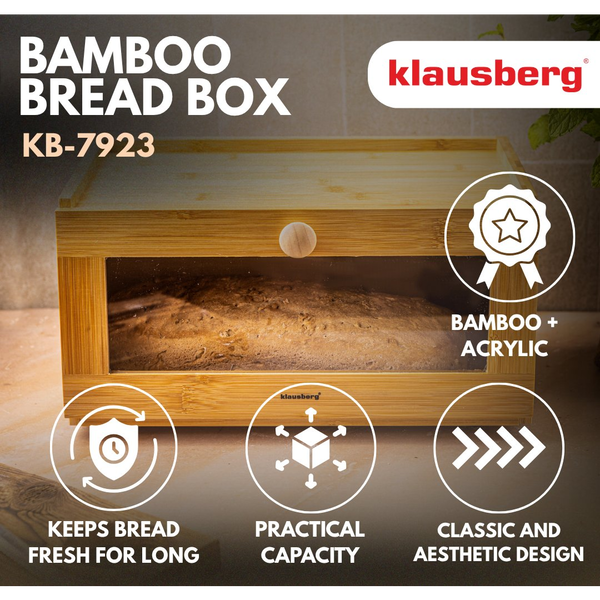 Chlebak Lumarko Chlebak bambusowy, akrylowy front, 35,5×24×18cm, klausberg, kb-7923
