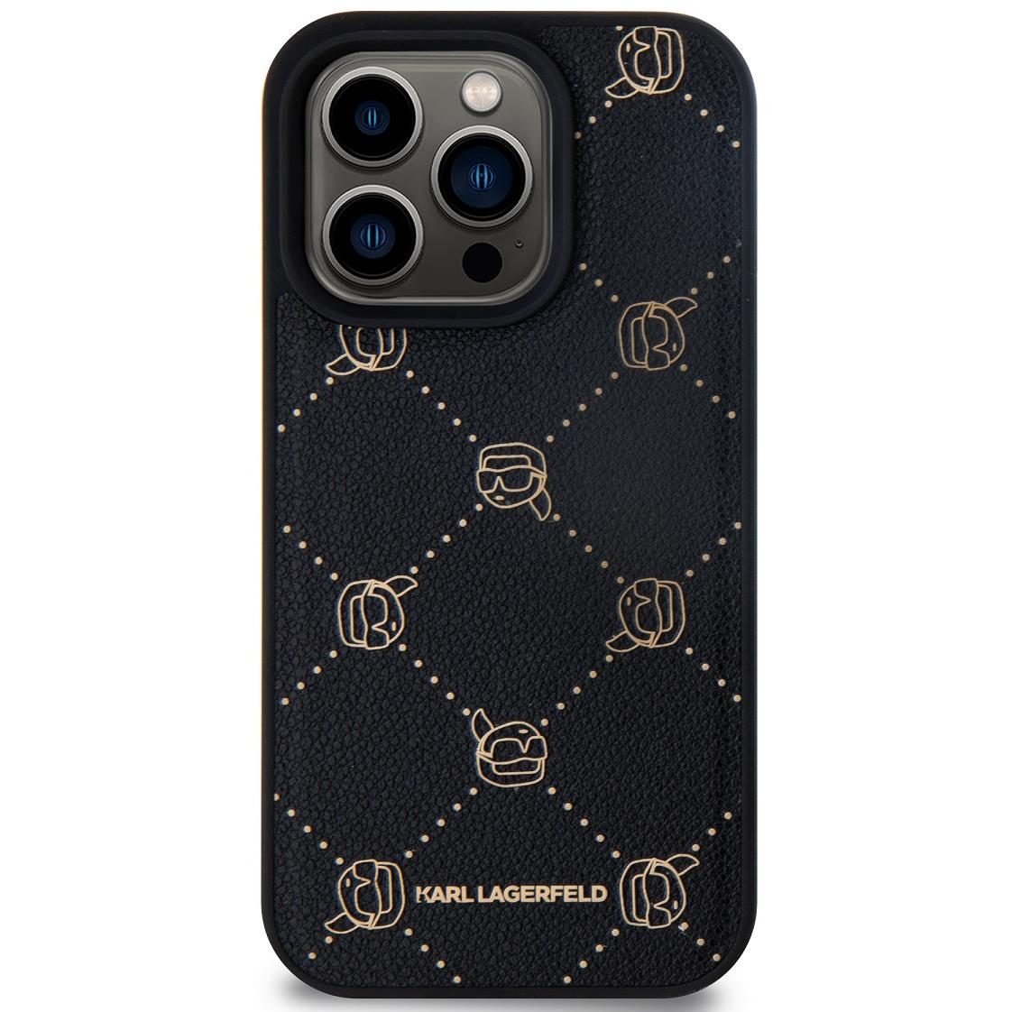 Karl Lagerfeld Karl Heads Pattern iPhone 15 Pro Max fekete PU MagSafe tok (KLHMP15XPGKHPHK)
