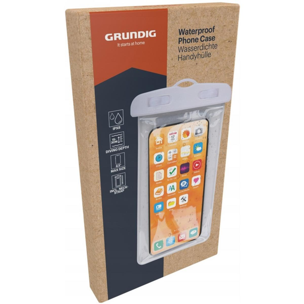 VODĚODOLNÉ POUZDRO / OBAL NA TELEFON 11,7X21CM PVC BÍLÉ GRUNDIG