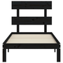 Cadru de pat cu tăblie Small Single, negru, lemn masiv