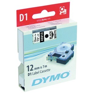 DYMO címke LM D1 alap 12mm fekete betű / fehér alap (45013)