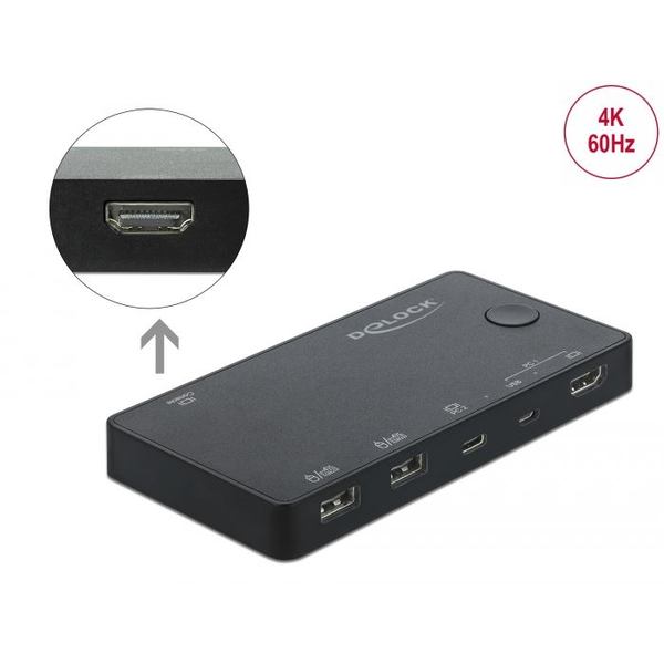 DELOCK HDMI / USB-C KVM SWITCH 4K 60HZ USB 2.0