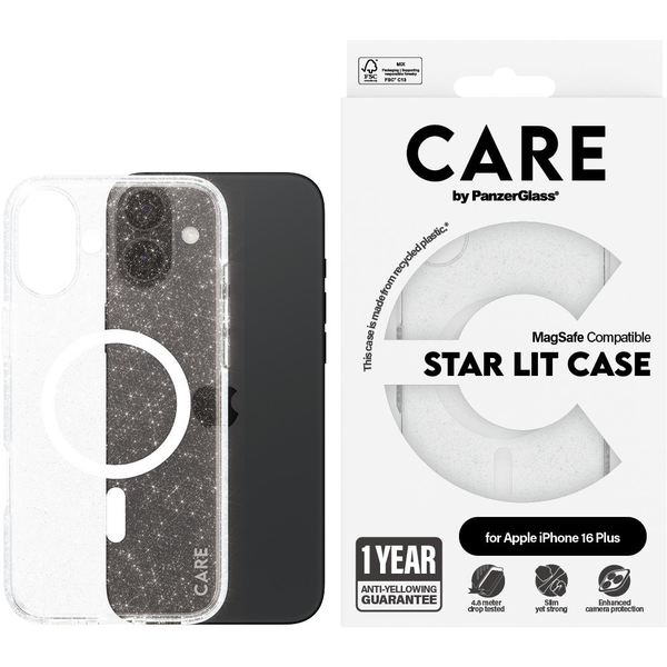 PanzerGlass CARE by PG White MagS iPhone16 6.7 кейс за мобилен телефон Калъф Прозрачен