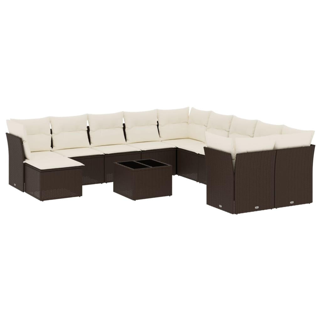 12 részes barna polyrattan kerti ülőgarnitúra párnákkal (3218623)