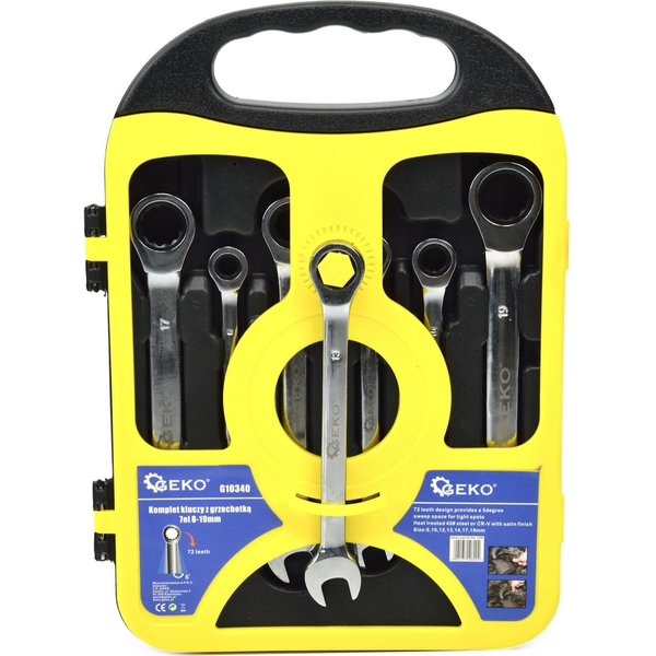7 Delni Set viličasto-obročnih ratchet ključev z ragljo 8-19mm