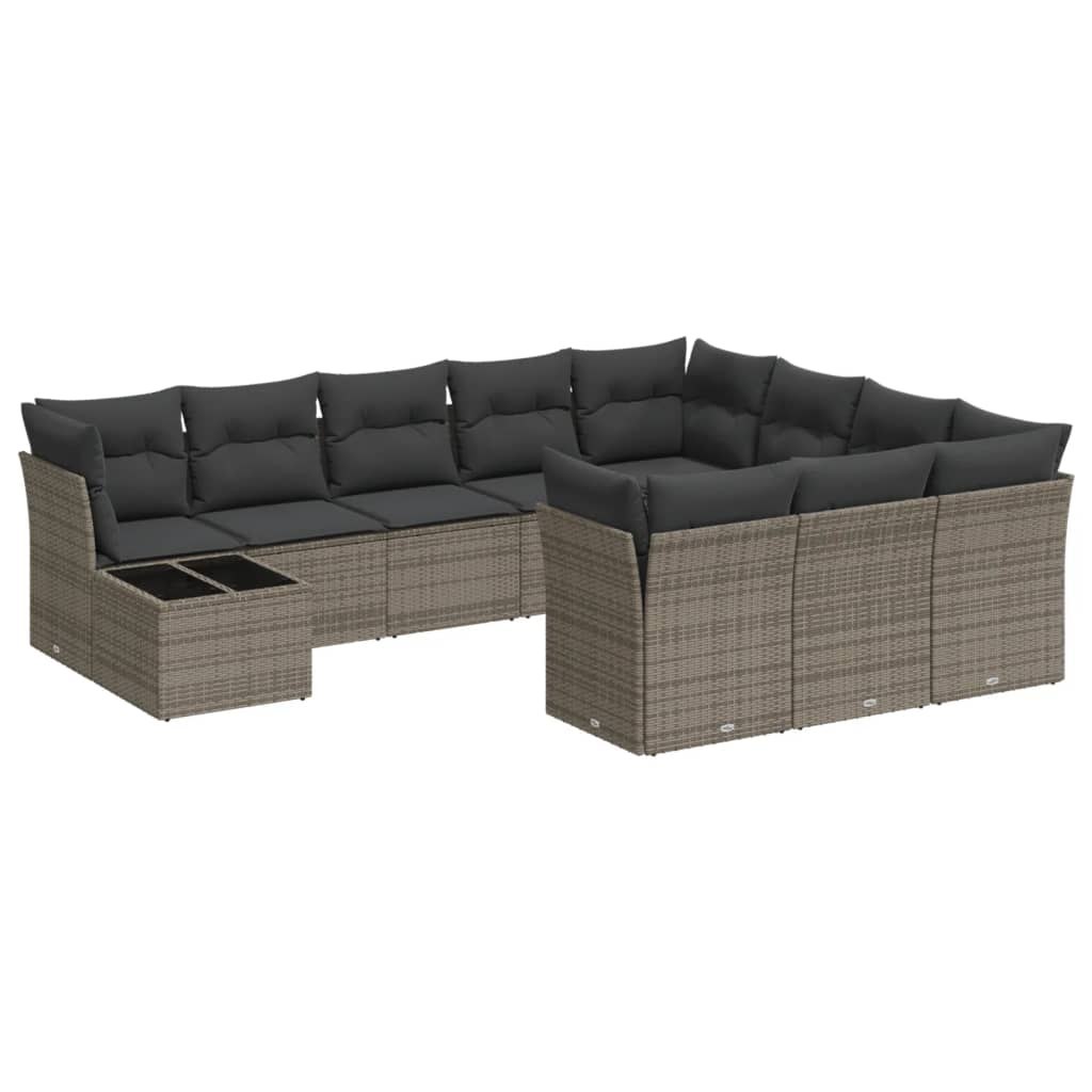 11 részes szürke polyrattan kerti ülőgarnitúra párnákkal (3218260)