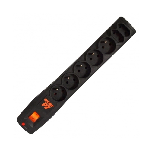 Zásuvková lišta Acar P7 7 zásuvek 1,5 m černá