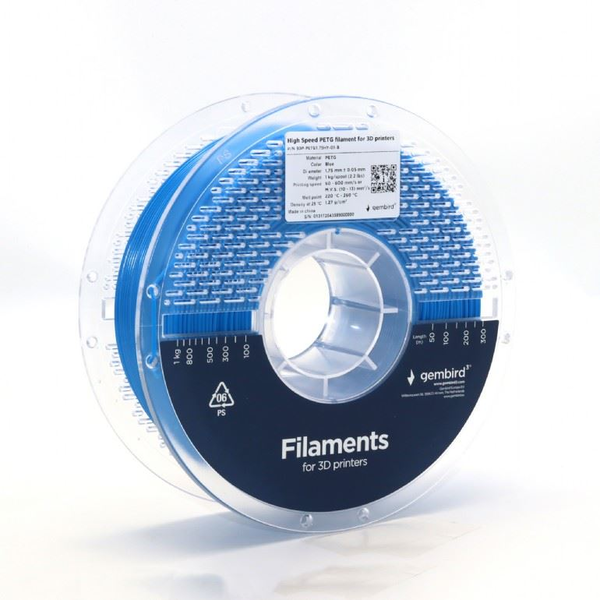 Filament do tlačiarne 3D Gembird PETG 1kg 1,75mm 220°C High Speed Modrý