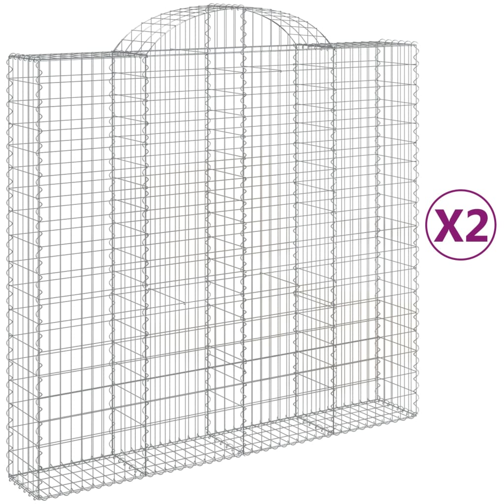 2 db íves horganyzott vas gabion kosár 200x50x180/200 cm (3146404)