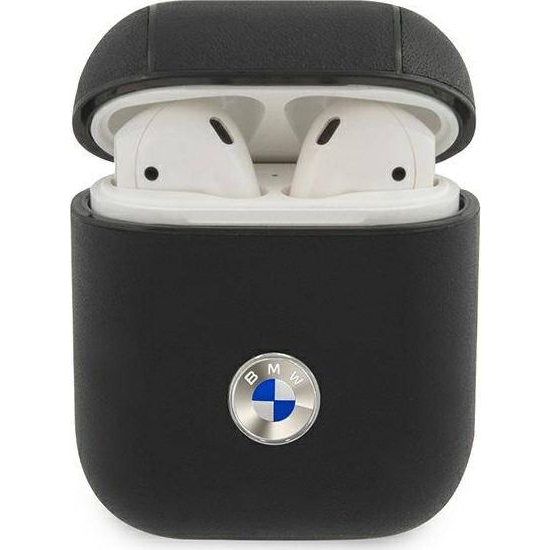 BMW Geniune Leather Silver Logo Apple AirPods szilikon tok, fekete