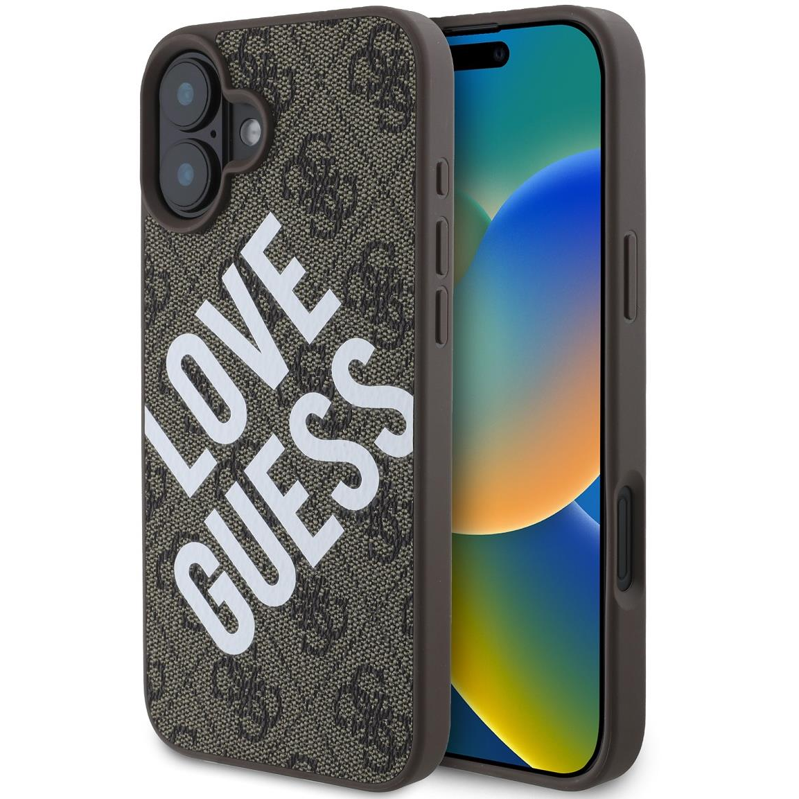 Guess 4G Big Love Logo iPhone 16 barna PU bőr MagSafe tok (GUHMP16SP4PLGWW)