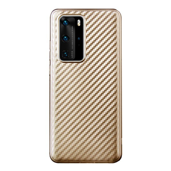 Szilikon telefonvédő (karbon minta) ARANY [Huawei P40 Pro 5G] (5996457979707)