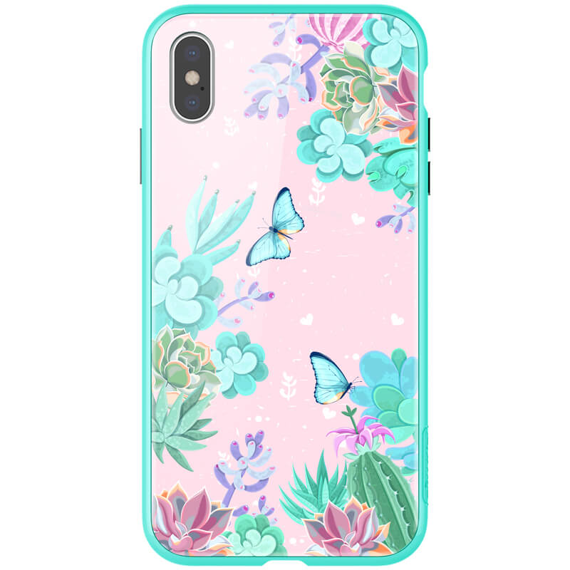 Nillkin Floral Apple iPhone XS Max Hátlap Tok - Zöld (27877)