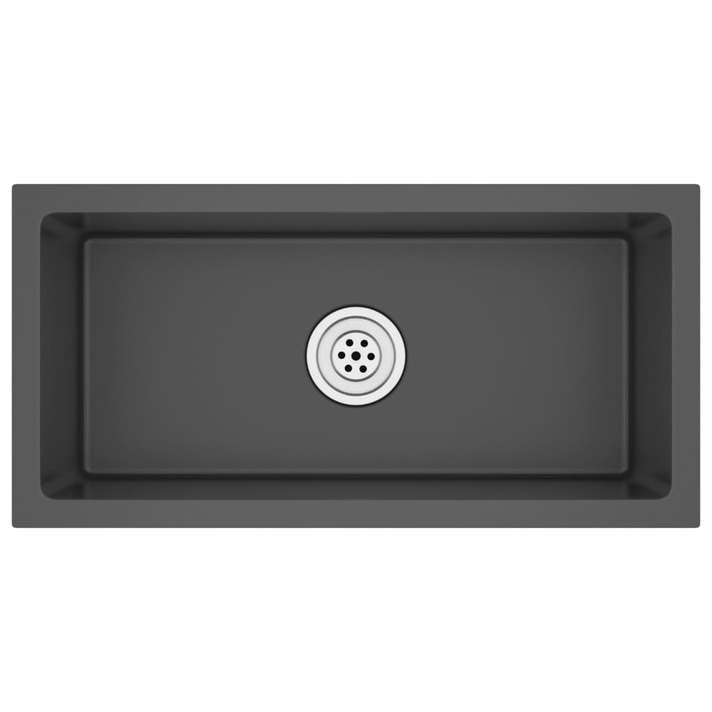 fekete kézzel készült rozsdamentes acél mosogató (51505)