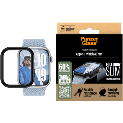 PanzerGlass Snappie Full Body Apple Watch 10 Tok + kijelzővédő - Fekete (46mm) (3717)