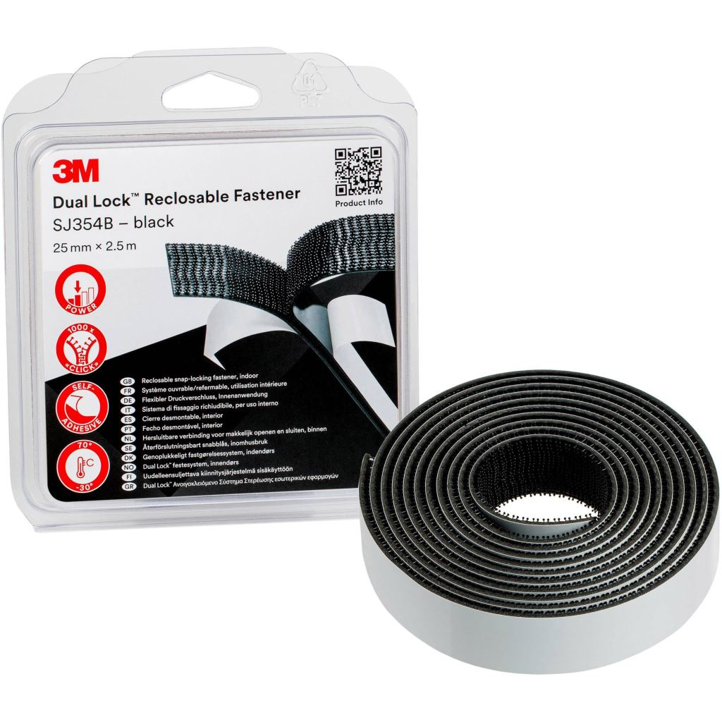 3M SJ3540/IPS tépőzár, fekete, 2.5 m x 25 mm (SJ3540/IPS)