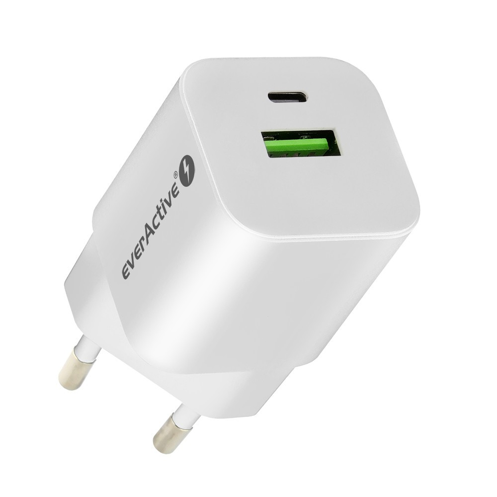 EverActive SC-390Q USB-A / USB-C Hálózati töltő - Fehér (30W) (SC-390Q)