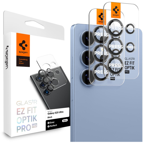 Spigen Glass tR EZ Fit Optik Pro HD 2 Pack Black Samsung Galaxy S 2025 Ultra