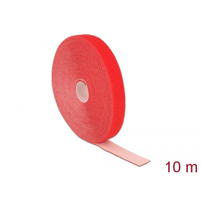 Delock tépőzáras szalagtekercs 10mx20mm piros (18724) (delock18724)