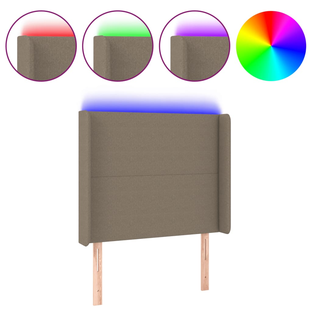 tópszínű szövet LED-es fejtámla 103x16x118/128 cm (3123762)