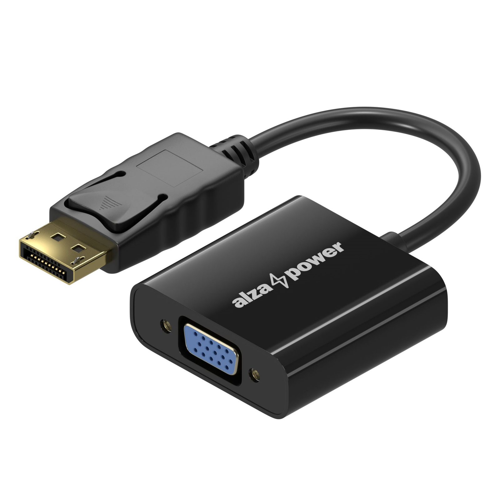 AlzaPower DisplayPort (M) to VGA (F) 0,18 m, fényes fekete (APW-ADDPVG01B)
