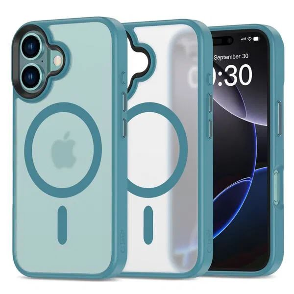 Tech-Protect Magmat Apple Iphone 16 MagSafe tok, matt zöldeskék (5906302372355) (5906302372355)