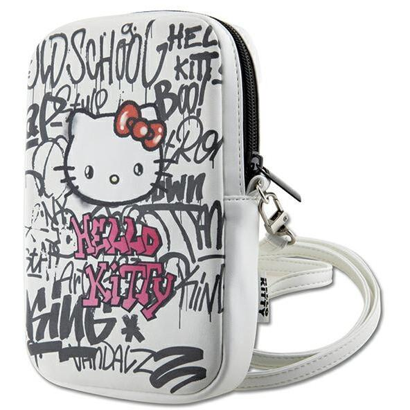 Hello Kitty Graffiti Kitty Head Univerzális Telefon táska pánttal - Fehér (HKPBPDGPHE)
