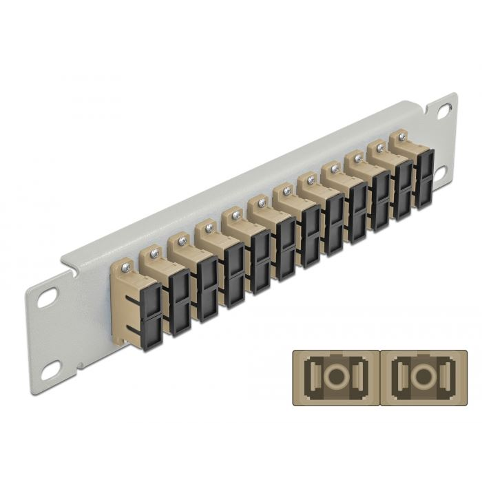 Delock 10 üvegszálas patch panel 12 portos SC Duplex 1U bézs szürke (66793) (DE66793)